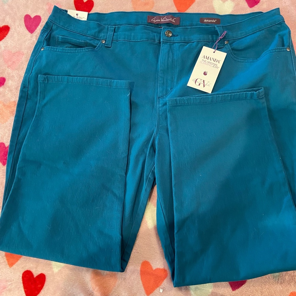 Gloria Vanderbilt Women's Straight Leg Amanda Slimming Jeans 22WS Teal